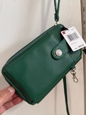 Green Crossbody Wallet Purse - Lightweight Women's Bag